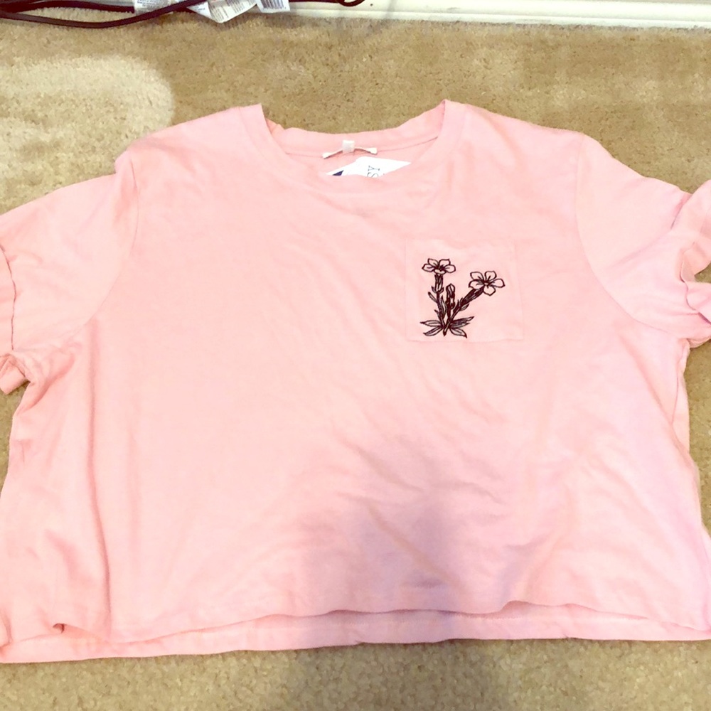 A pink crop top